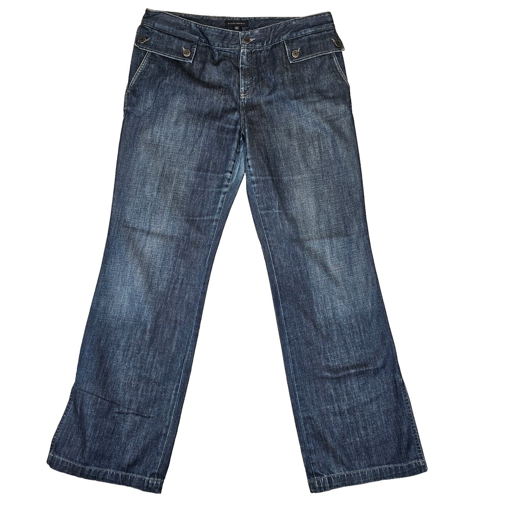 Banana Republic Jeans Womens 14 Straight Stretch High Rise Blue Denim Side Slit‎